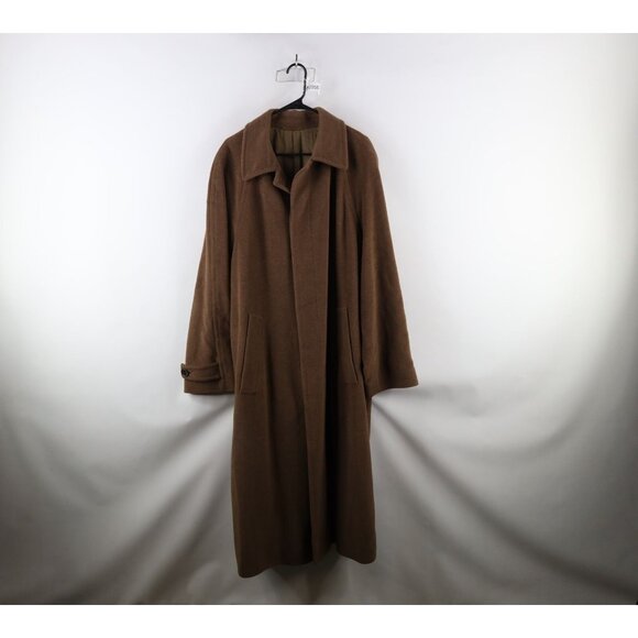 Vtg Hugo Boss Mens 52 R Wool Cashmere Angora Blend Full Length Overcoat Jacket